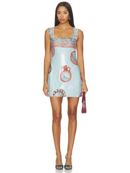 ROAME. - Izzy Women's Sequin Embellished Square Neck Mini Dress Blue