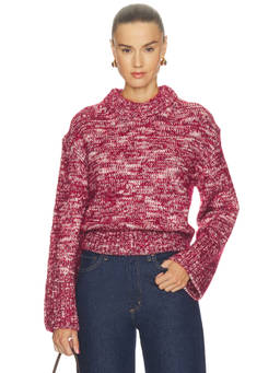 Rag & Bone - Marlee Crew Women's Ribbed Trim Knit Pullover Sweater Red