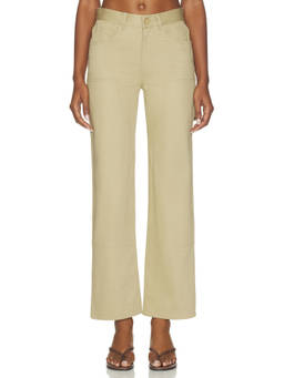RENGGLI - Cotton Sateen Women's Mid-Waist Utility Cargo Pants Khaki