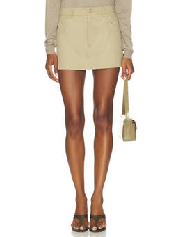 RENGGLI - Cotton Sateen Women's Cargo Pocket Mini Skirt Beige