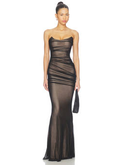 Retrofete - Ford Women's Draped Mesh Corset Gown Black