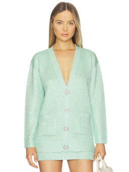 Retrofete - Metallic Knit Women's Button-Up V-Neck Cardigan Green