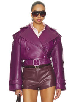 Retrofete - Women's Belted Lamb Leather Biker Jacket Purple