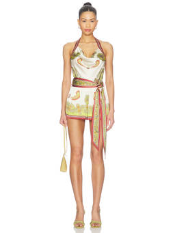 Retrofete - Mirra Women's Halter Cowl Neck Romper Off White