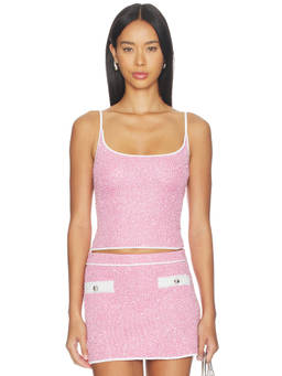 Retrofete - Orphee Women's Sequined Knit Sleeveless Tank Top Pink