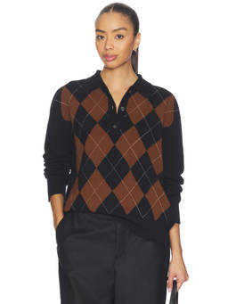 Rohe - Compact Knitted Check Women's Button Polo Top Multi-Color
