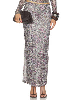Ronny Kobo - Azana Women's Paisley Print Mesh Maxi Skirt Multi-Color