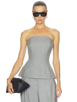 Ronny Kobo - Nessa Women's Strapless Peplum Top Grey