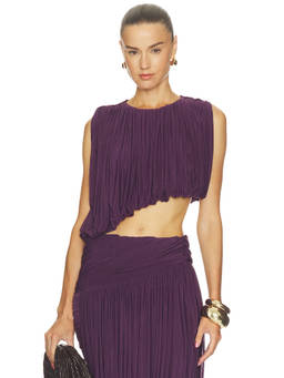 Ronny Kobo - Chelly Women's Pleated Asymmetrical Crop Top Purple