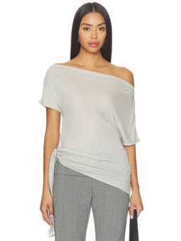 St. Agni - Fine Jersey Women's Off Shoulder Asymmetric Hem Top Off White