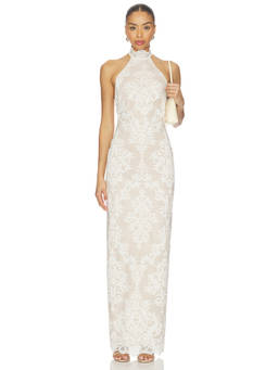 Stone Cold Fox - REVOLVE Gini Women's Lace Halter Neck Maxi Dress Off White