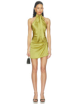 Stone Cold Fox - x REVOLVE Women's Ruched Halter Neck Mini Bodycon Dress Green