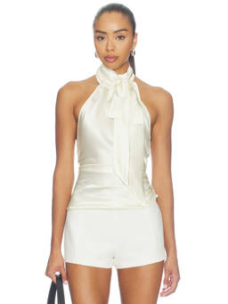 Stone Cold Fox - x REVOLVE Women's Satin Sleeveless Halter Neck Top White