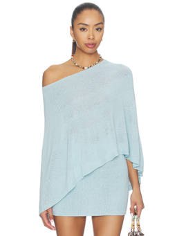 SNDYS - Misty Women's One-Shoulder Knit Poncho Blue