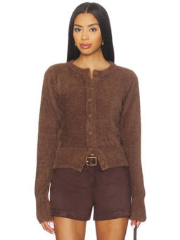 SNDYS - Kailey Fluffy Knit Women's Button-Up Cardigan Brown