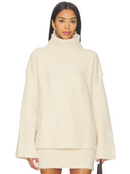 SNDYS - Winnie Women's Oversized Turtle Neck Pullover Sweater Cream