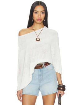 SNDYS - Misty Women's Semi-Sheer Waffle Knit Poncho Off White