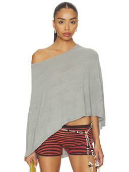 SNDYS - x REVOLVE Misty Knit Women's One Shoulder Poncho Grey