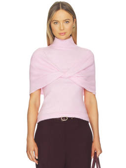 SER.O.YA - Jyuri Women's Turtleneck Knot Shrug Crop Top Pink