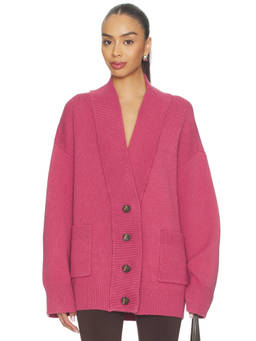 SER.O.YA - Carley Women's Oversized Button-Down Knit Cardigan Pink