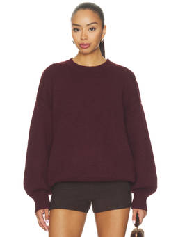 SER.O.YA - Amal Women's Ribbed Hem Knit Pullover Sweater Burgundy