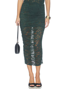 SER.O.YA - Alay Women's Sheer Lace Midi Skirt Green