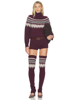 SER.O.YA - Rocky Women's Knit Turtleneck Snap Button Playsuit Burgundy