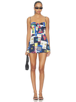 SER.O.YA - Laurell Women's Strapless Printed Romper Multi-Color