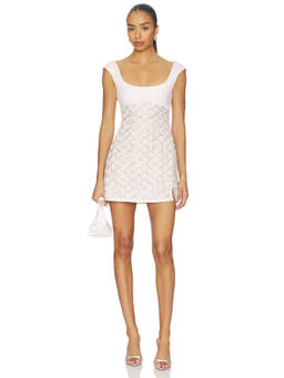 SAU LEE - Beaded Women's Boned Bodice Mini Dress Off White