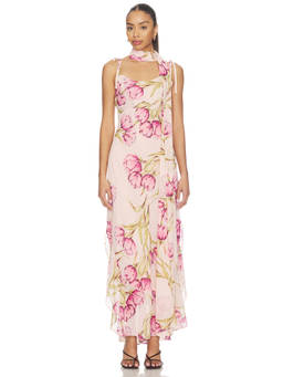 Steve Madden - Floral Women's Sleeveless Square Neck Maxi Dress Pink