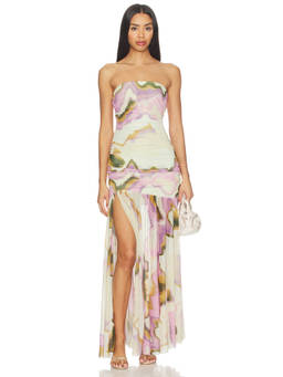 Steve Madden - Kerrie Women's Strapless Ruched Maxi Dress Multi-Color