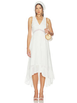 Steve Madden - Miah Women's Ruffled V-Neck Maxi Dress White