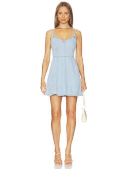 Steve Madden - Denim Women's Adjustable Strap A-Line Mini Dress Blue