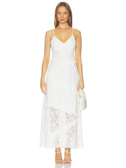 Steve Madden - Giah Women's Eyelet Lace Sleeveless Maxi Dress Off White