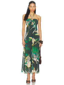 Steve Madden - Strada Women's Halter Neck Beaded Maxi Dress Green