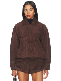 Steve Madden - Henson Women's Faux Suede Snap Button Jacket Brown