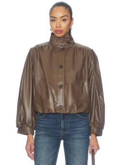 Steve Madden - Deedee Women's Faux Leather Button-Down Jacket Brown