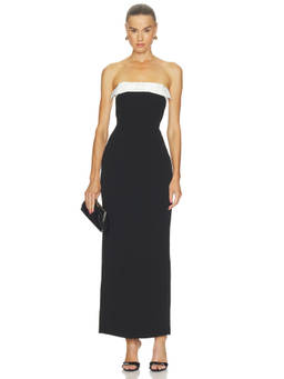 Sonya Moda - Ivrea Ribbon Women's Strapless Crepe Maxi Dress Black