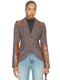 Smythe - Saddle-Patch Women's Tailored Tweed Blazer Brown