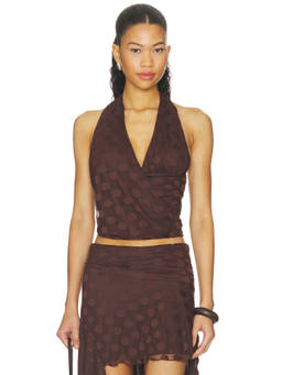 Sovere - Blyth Women's Mesh Halter Neck Crop Top Brown