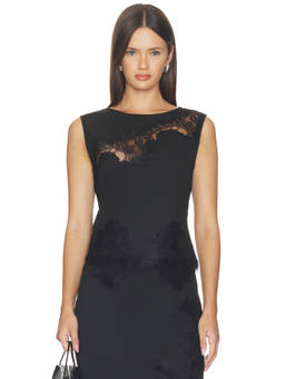 SAMSOE SAMSOE - Sarhino Women's Lace Detail Sleeveless Blouse Black