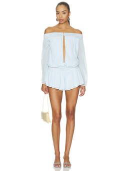Tiger Mist - Tessie Women's Off-Shoulder Keyhole Chiffon Playsuit Blue