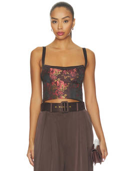 V. Chapman - Rumi Women's Floral Brocade Corset Top Black