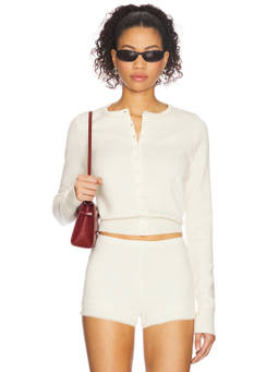 With Jean - Poppy Women's Lace Trim Button Front Crop Top Off White
