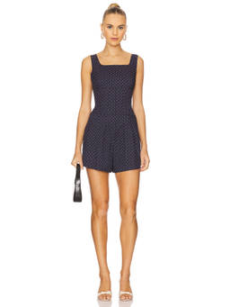 WeWoreWhat - Corset Women's Sleeveless Square Neck Playsuit Navy Blue