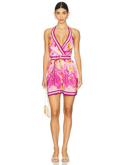 Yumi Kim - Mariana Women's Halter Printed Crepe Romper Pink