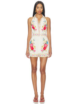 Yumi Kim - Soraya Women's Floral Print Halter Neck Playsuit Off White