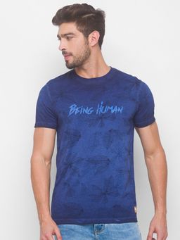 Being Human - Men Printed Navy Blue T-Shirt
