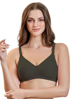 MAROON - Cotton Blend Non Padded Full Coverage Wirefree Women T-Shirt Bra - Olive
