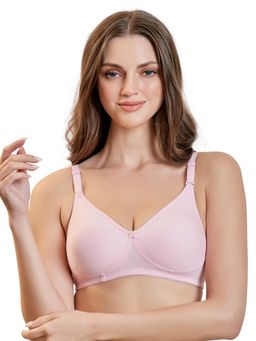 MAROON - Cotton Blend Non Padded Full Coverage Wirefree Women T-Shirt Bra - Pink